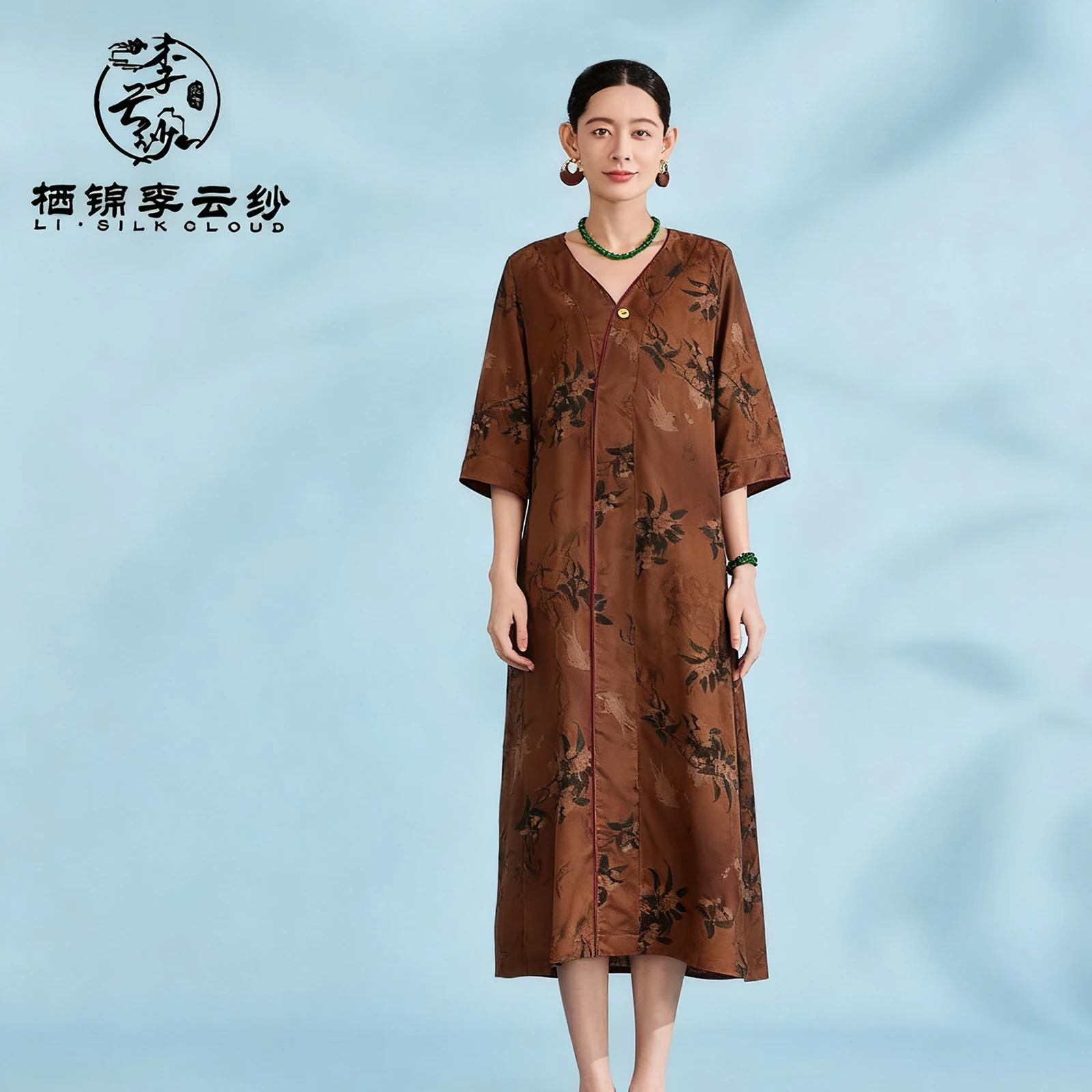 LI SILK CLOUD Robe Xiangyunsha d'automne soyeuse – 100 % soie de mûrier, style traditionnel chinois et confort respectueux de la peau