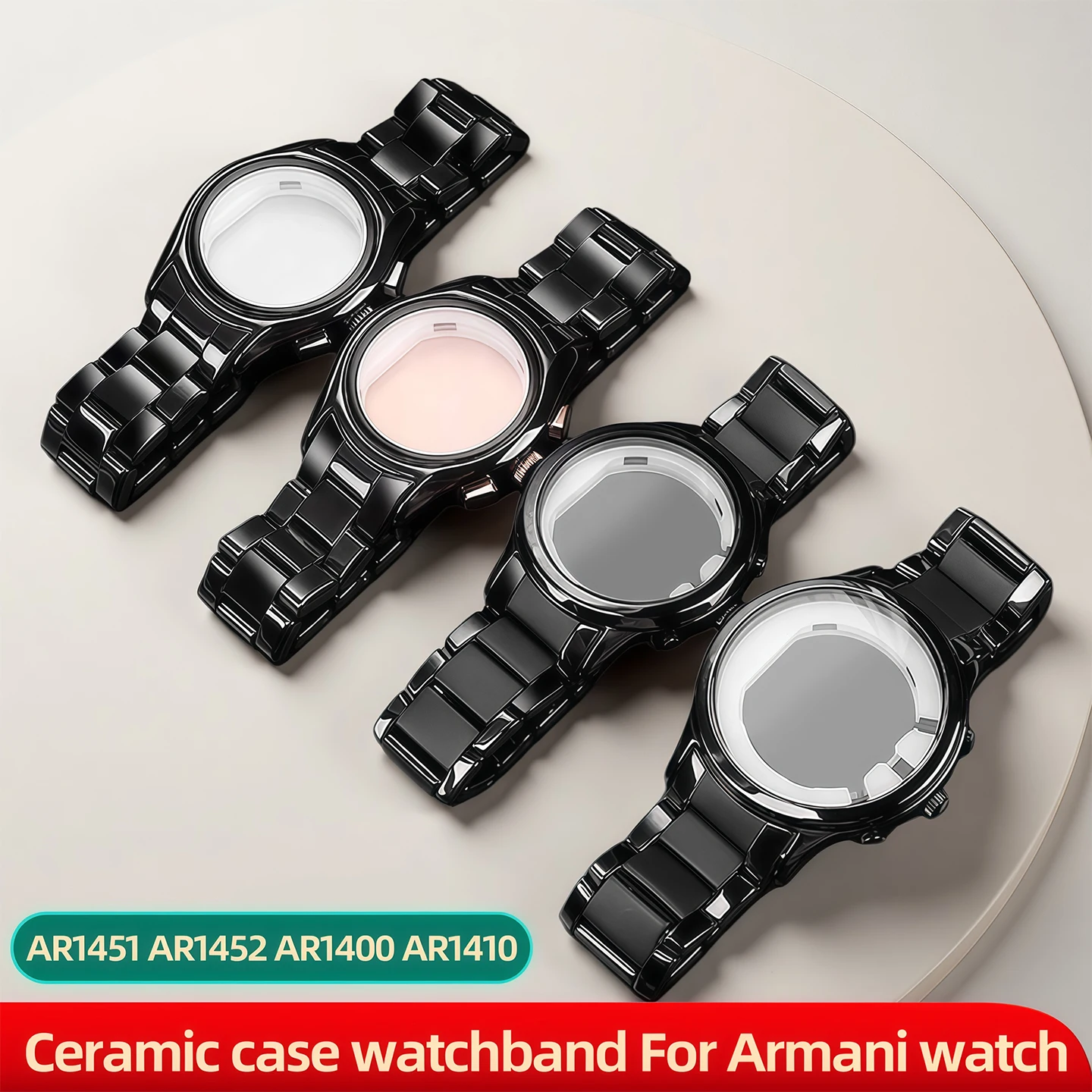 Высококачественный керамический корпус, ремешок для часов, костюм для часов Armani AR1451 AR1452 AR1400 AR1410, серия, черные мужские аксессуары для часов