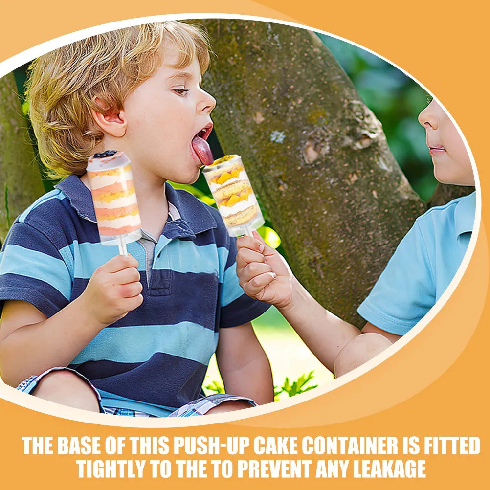 60Pcs Push Up Cake Pop Containers Transparent Leakproof Push Pops Cup Cake Storage Tube Holder Reusable Clear Dessert Holder view 4