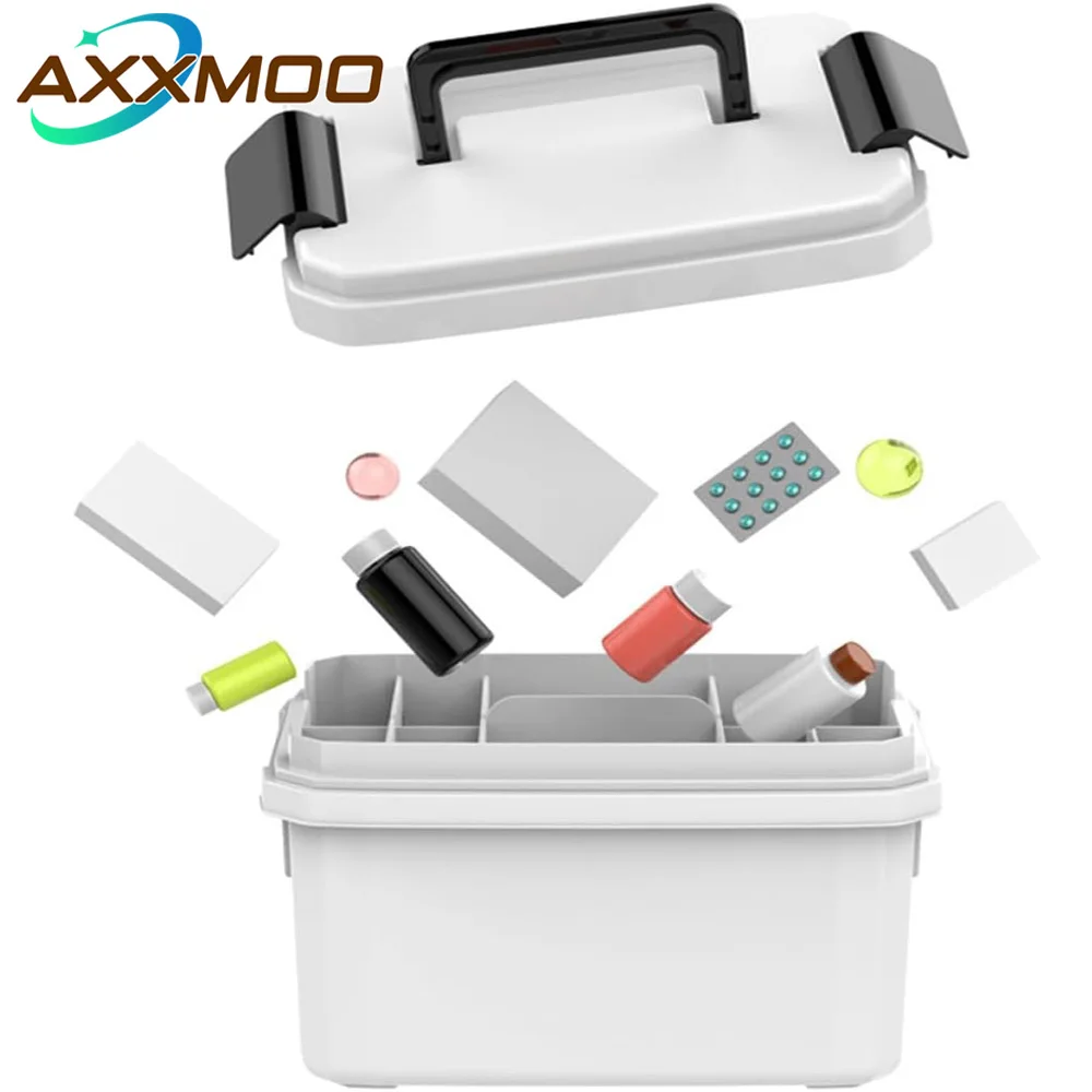 

Портативный контейнер для хранения медикаментов (1 шт.), большой ящик для лекарств со съемным лотком и ручками для домашнего медицинского органайзера