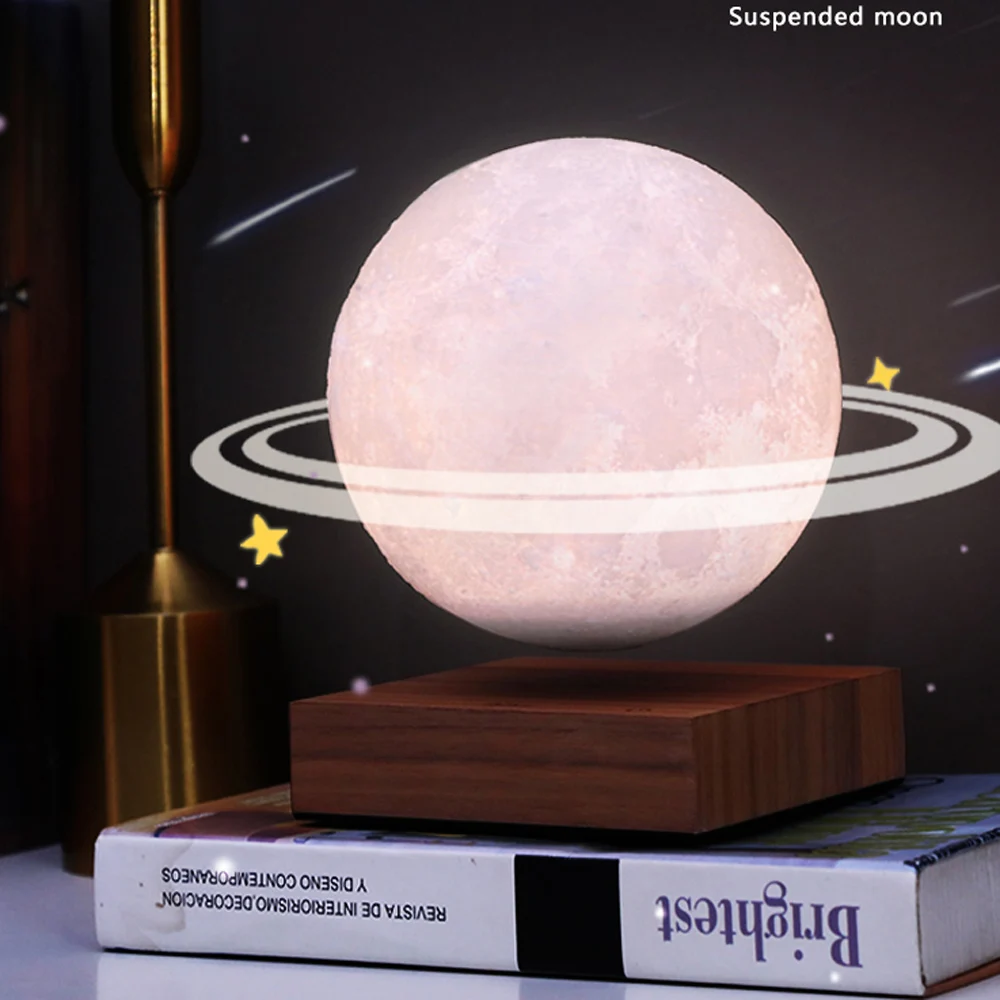 HCNT Magnetic Levitating Moon Lamp 3 Inches Levitation Luna Lamps Floating Night Light 3 Colors LED Room Decor Christmas Gift