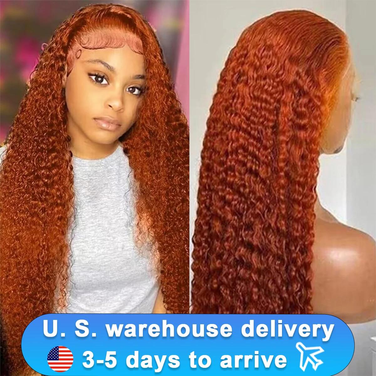 ความหนาแน่น 200 350 ขิงสีส้ม 30 34 นิ้วลูกไม้ด้านหน้าวิกผมผมมนุษย์Wigs Deep Wave 13X4 HDลูกไม้ด้านหน้าWavy Curlyวิกผมสําหรับผู้หญิง