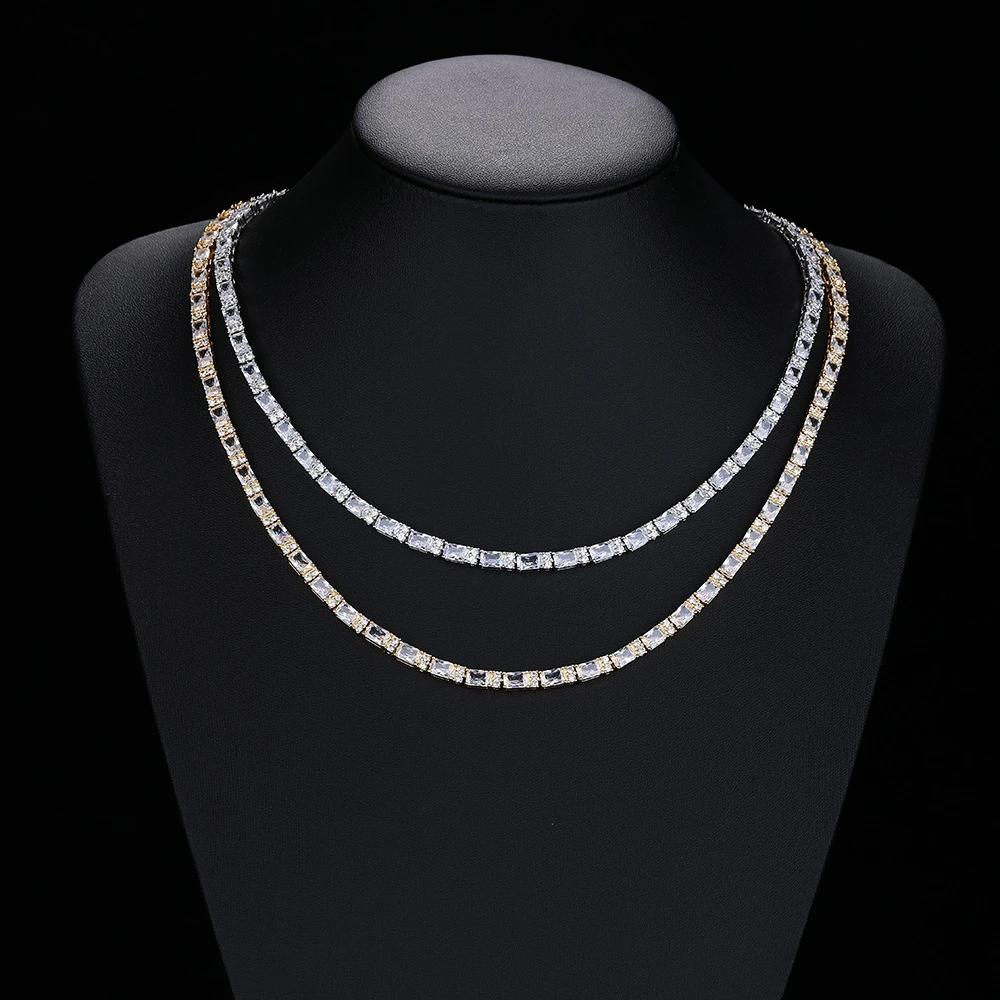 

Новый стиль, прямоугольная теннисная цепочка с цирконом в стиле хип-хоп, многослойный аксессуар унисекс в европейском и американском стиле