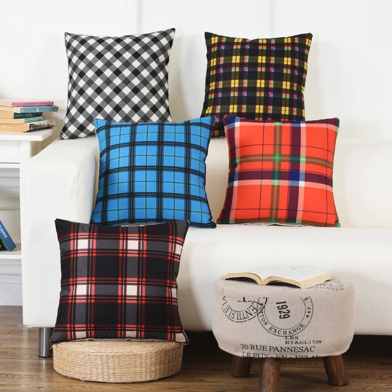 45x45cm Classic Geometric Cushion Cover Cotton Linen Home Living Room Bedroom Throw Pillow Case