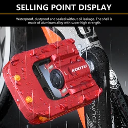 Kootu pedais de bicicleta dobráveis pedal de bicicleta de alumínio completo 9/16 universal dobrável pedal de rolamento de vedação vermelho/prata para bmx