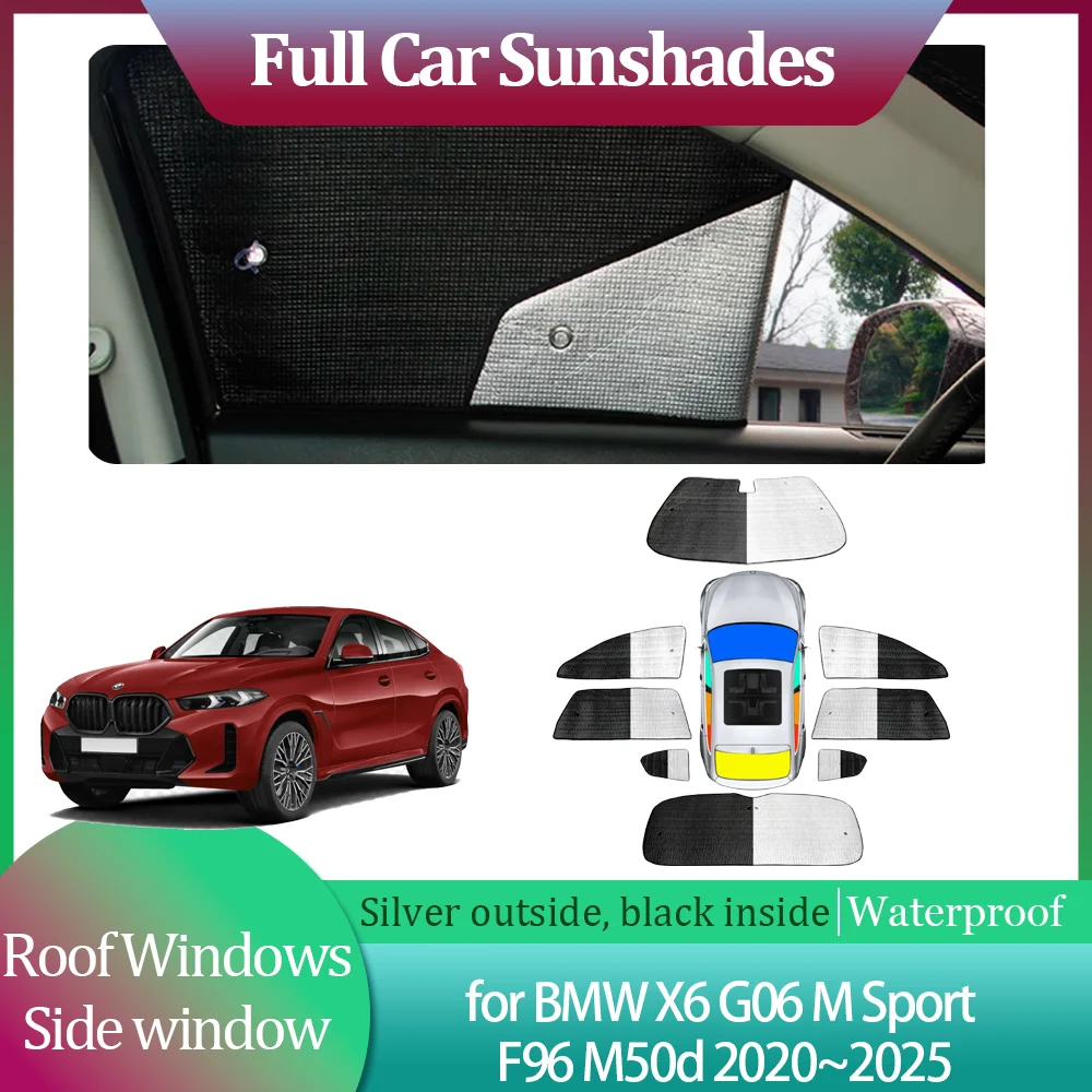 

Car Sunshades for BMW X6 G06 M Sport F96 M50d 2020~2025 Side Windshield Curtain Roof Windows Sun Visor Sunroof Cover Accessories