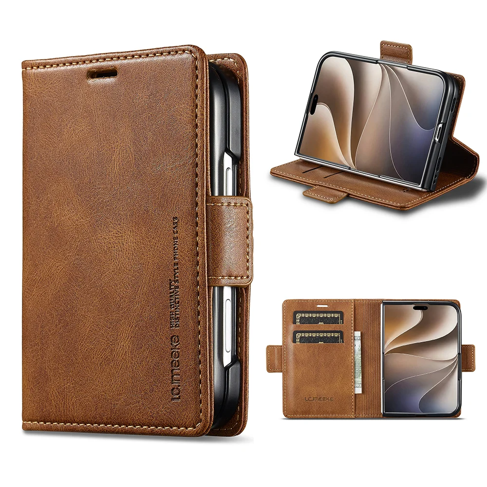 Étui de téléphone portefeuille avec support et porte-cartes en cuir luxueux pour iPhone Duo, avec compartiment pour cartes, antichoc et antidérapant.