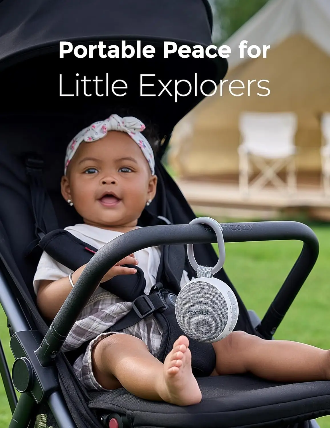 Portable Baby Sound Machine with Night Light, 20 Soothing Sounds, Timer, USB-C Power, Stroller Clip