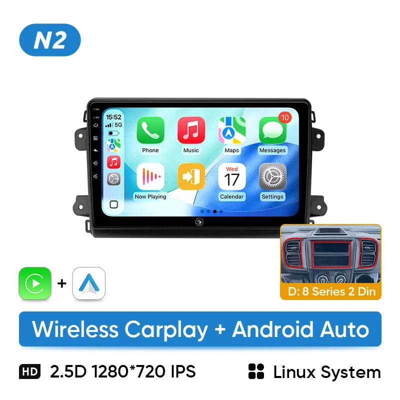 Ainavi Autoradio Voor Fiat Ducato Citroen Jumper Peugeot Boxer 2006-2024 Draadloze Carplay Android Auto Multimedia DSP BT 2Din