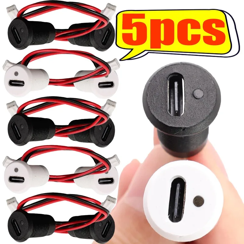 

Type-C Connector with Female Socket Fast Charging Jack Waterproof 2-Pin USB Charging Port USB-C Charger Plug and Socket 1-5pcs