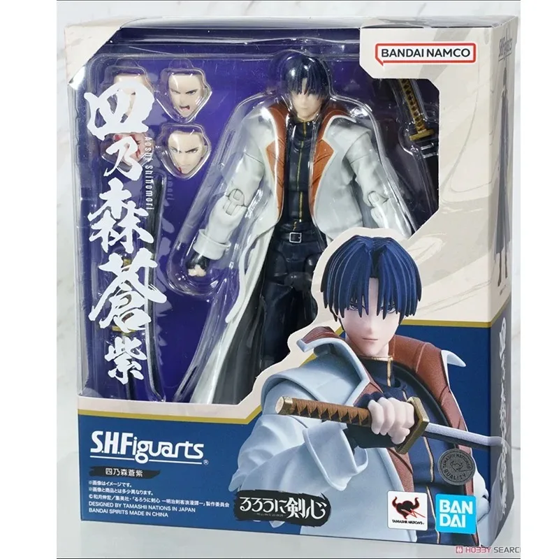 Bandai Genuine SHF Rurouni Kenshin Shinomori Aoshi Anime Action Figure Collectible Joints Movable Model Toys Ornaments Gift Kids