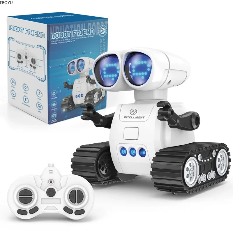 EBORUI Programming RC Robot 2.4GHz Mini Remote Control Robot Gesture LED Lights Control Omnidirectional Marching Robot Kids Toys