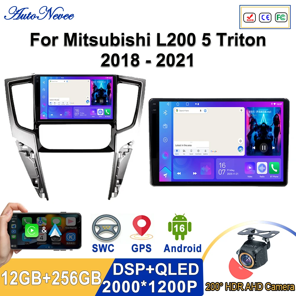 2K Incell Screen Android 16 For Mitsubishi L200 5 Triton 2018- 2021 Car Dvd Auto Radio Stereo Multimedia Player GPS Navigation