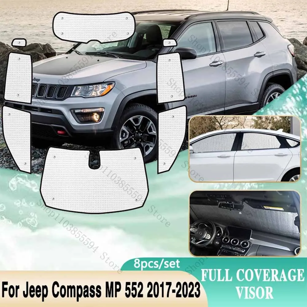 

Full Covers Sunshade For Jeep Compass MP 552 2017 2018 2019 2020 2021 2022 2023 Car Accessories Windows Sun UV Protection Visor