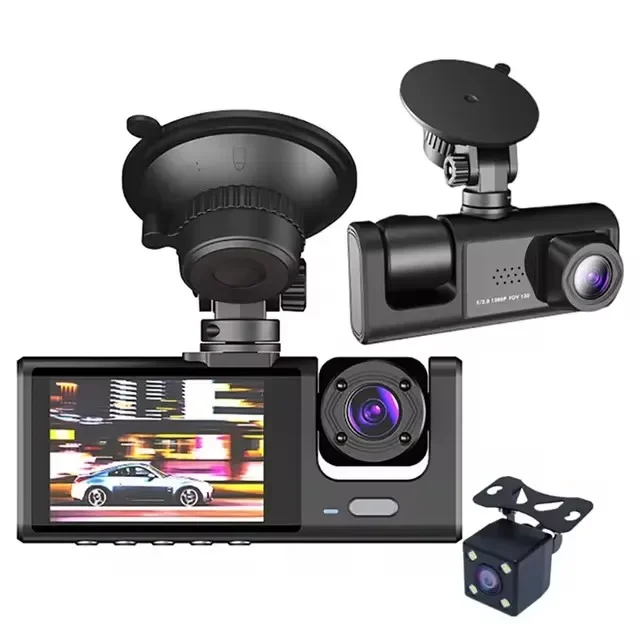 3 Channel 2 Inch HD 1080P Driving Car DVR Recorder Dashcam Front and Rear 3 Lens Car Camera WiFi Dash Cam with 32GB TF Card