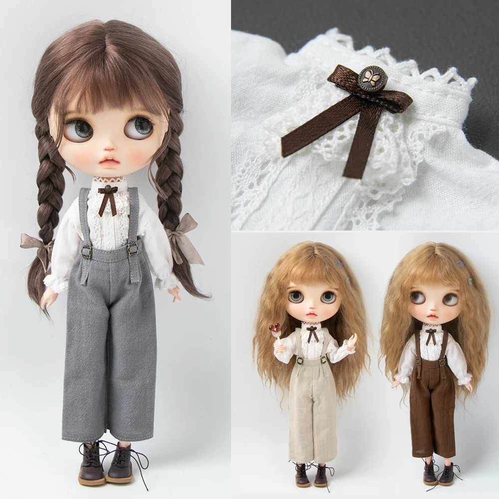 Blyth clothes Retro printed dress tulle skirt Lolita Fashion Lady's set shirt Overalls for Licca Ob 22 Ker YMY doll accessories image 6