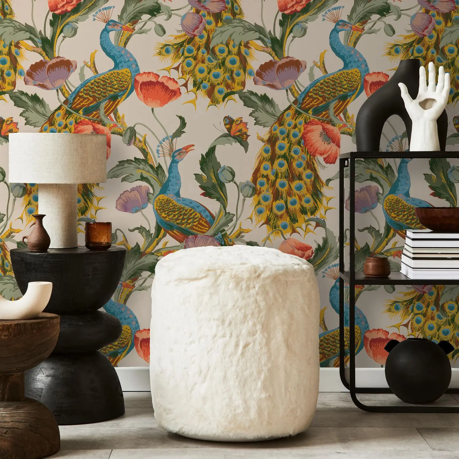 Peacock Wallpaper For Kitchen Room,Peacock Bird Wall Paper Peel and Stick,Animal Wall Mural For Bathroom Decoration Wall Mural