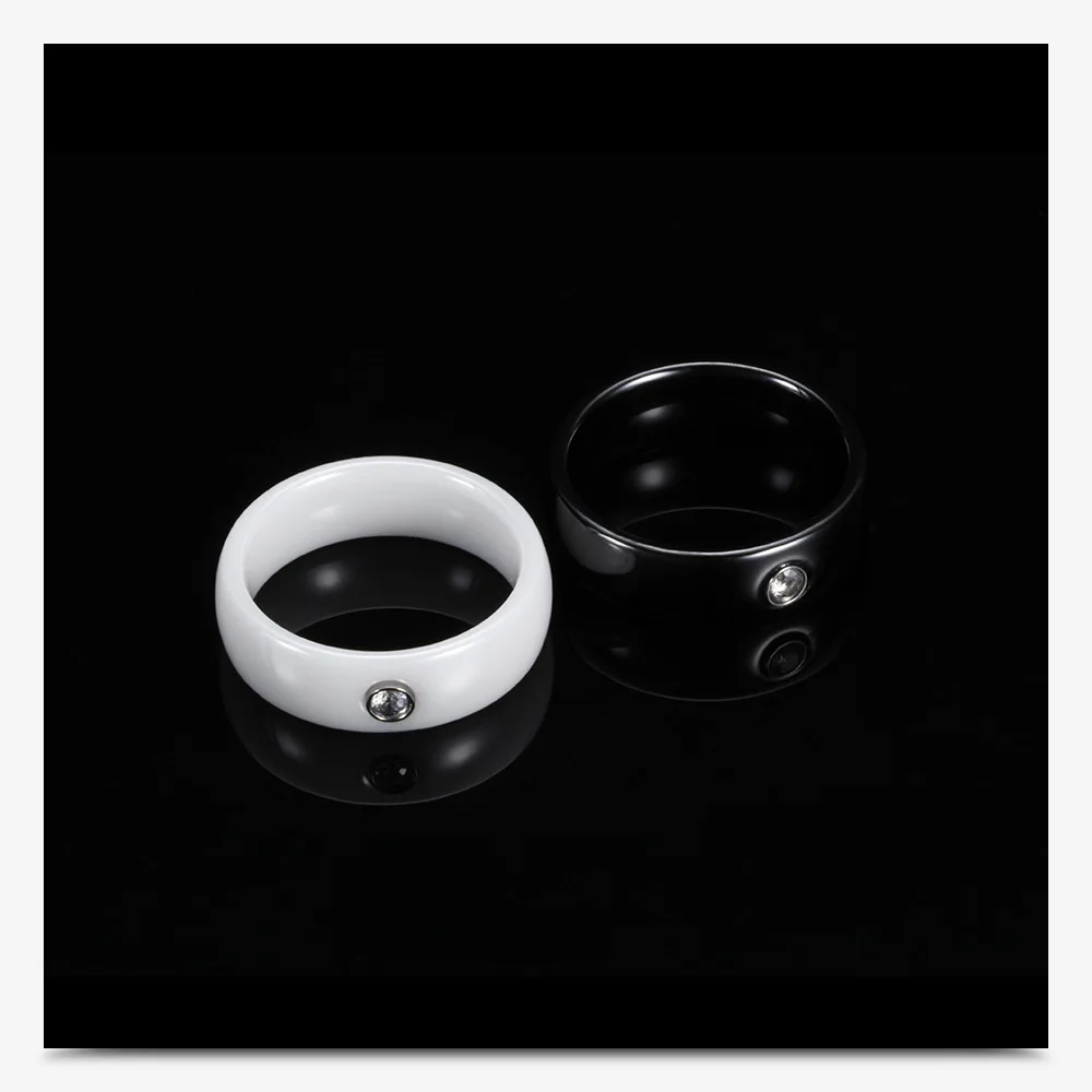 Schlichter Zirkon-Ring aus schwarz-weißer Keramik für Damen, wasserdichter Fingerschmuck, bestes Geschenk für Freundin, Mutter – Detail 4