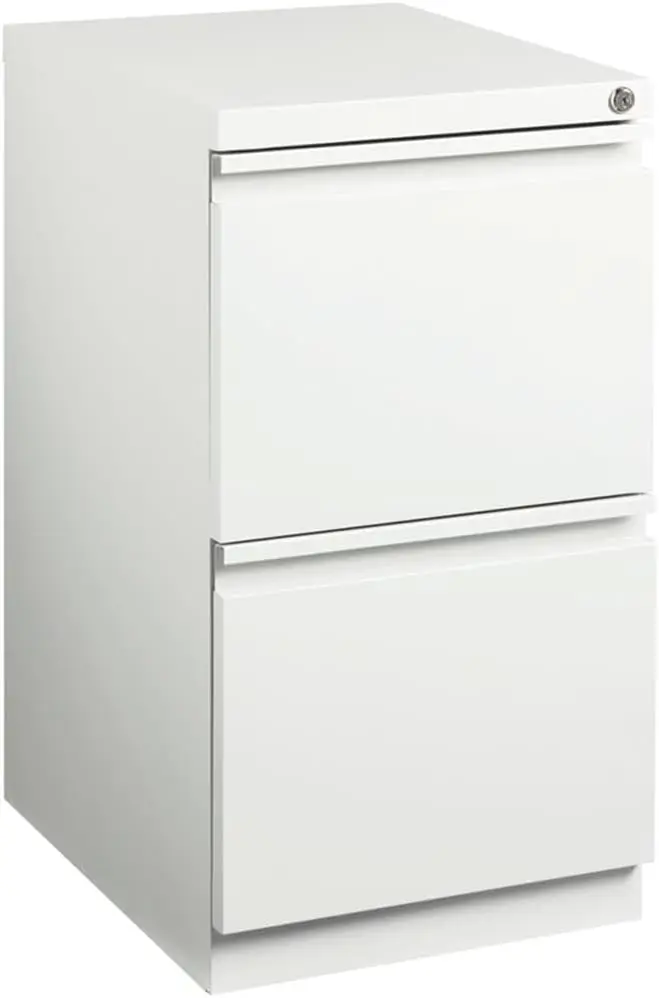 20" Deep 2 Drawer Mobile File Cabinet File in White Color	White Material	Metal