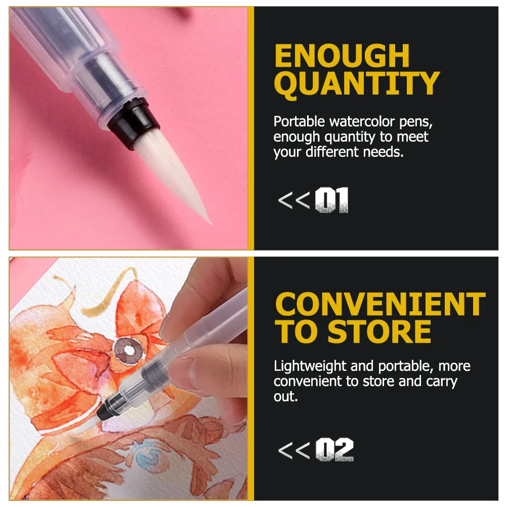 

3Pcs Watercolor Brush Pens Portable Water Soluble Paintbrushes for Students Artists Lightweight Drawing Accessories