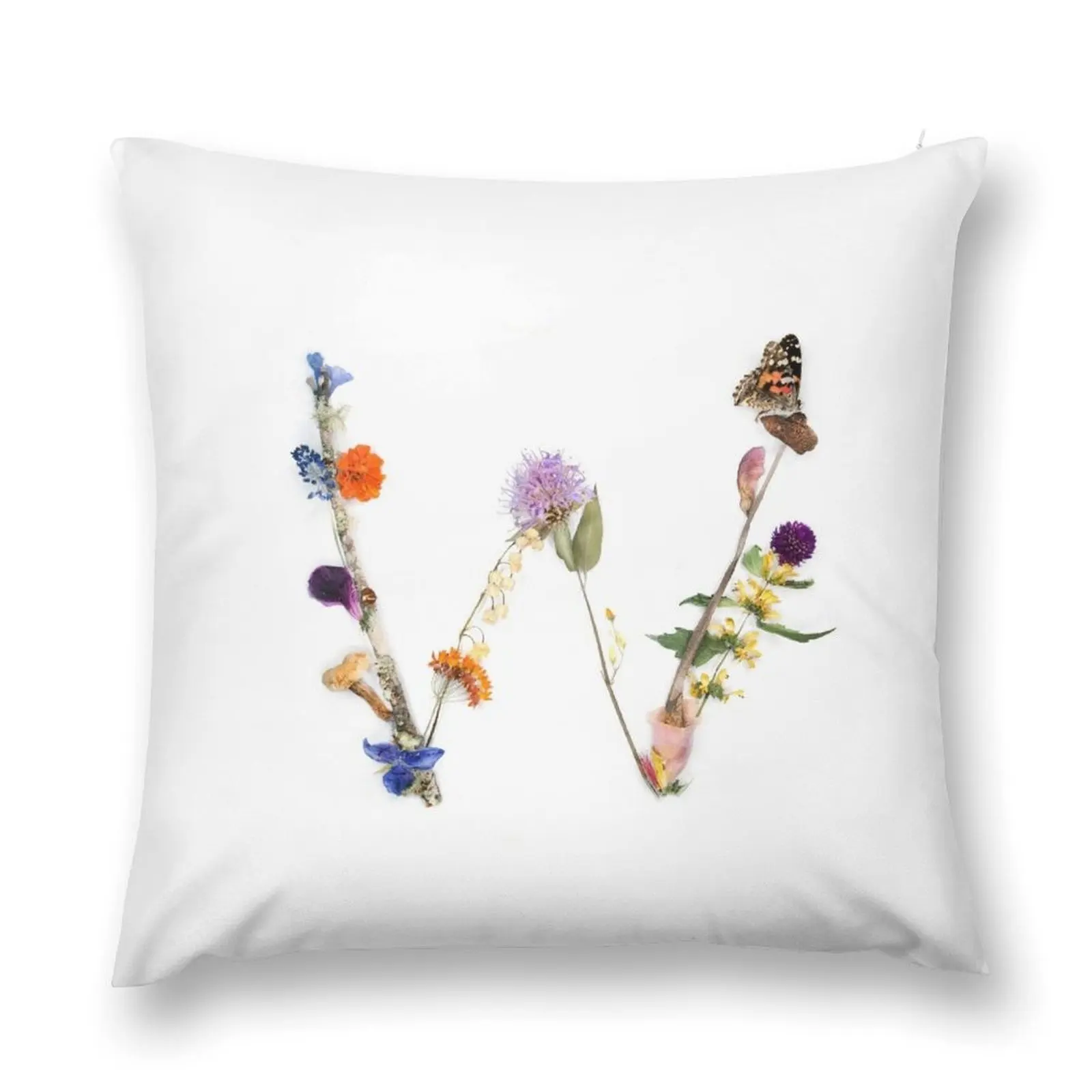 Flora & Fauna Letter W Throw Pillow Pillow Covers Decorative Christmas Pillows pillow