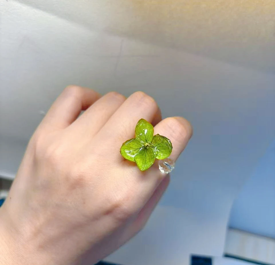 GXGlint Pink Flower Pressed Rings Natural Flower Crystal Rings Handmaking Epoxy Resin Dried Floral Daily Jewelry Gift wholesale view 6