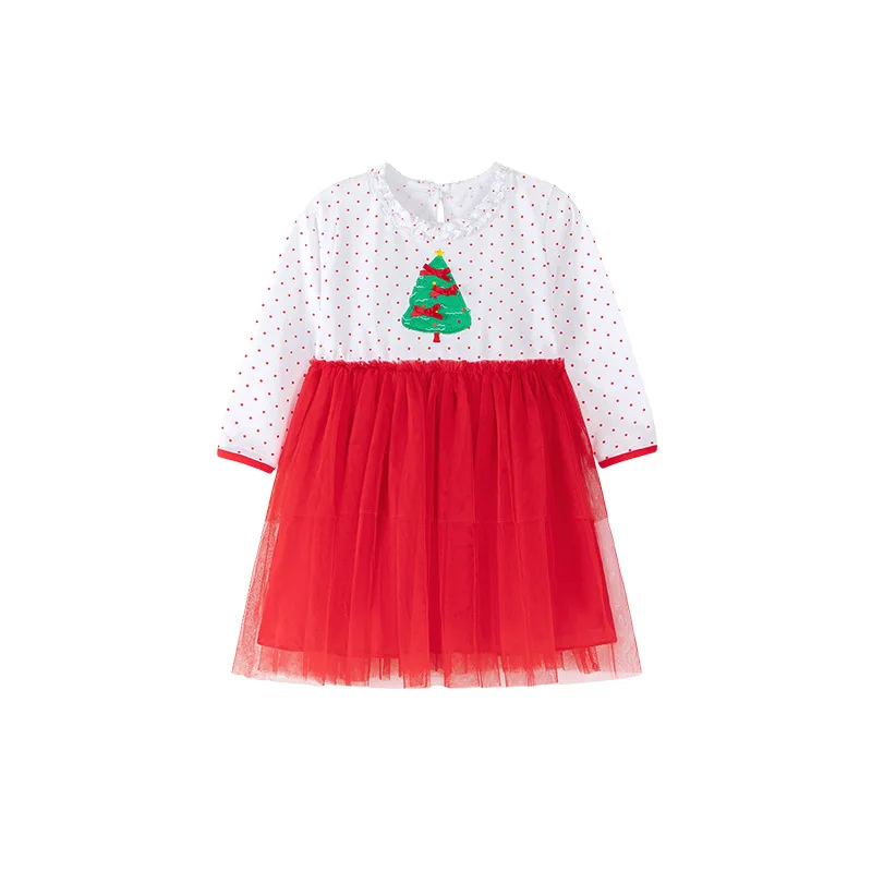 

Christmas style children's dress Autumn Mesh Girls Dress Cute Baby Dress