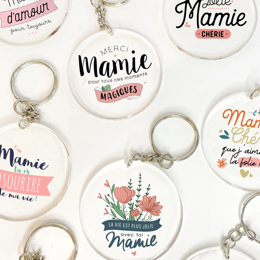 Thank You Grandma for All These Magical Moments Printed Keychain Circle Chain Acrylic Keyring Holiday Birthday Gift for Grandma