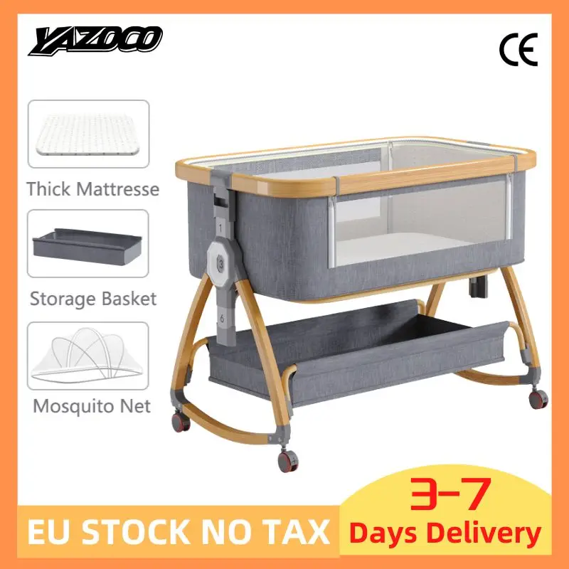 Cuna 3 en 1 para bebé, cama portátil plegable, altura ajustable, ruedas giratorias, coctelera, Moisés con mosquitera para recién nacido