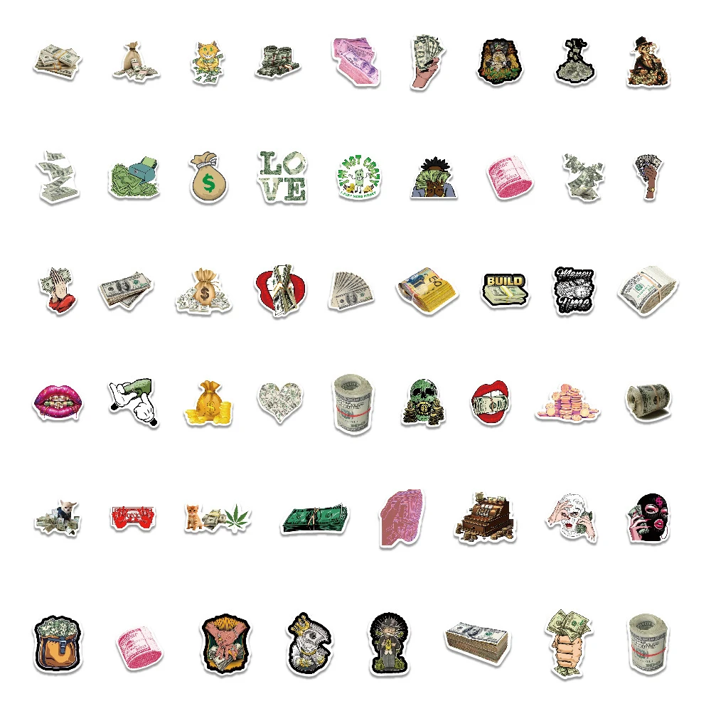 10/30/52 قطعة الكرتون المال الدولار الكتابة على الجدران ملصقات لعبة Skateboard بها بنفسك لوح التزلج المحمول الأمتعة الدراجة مقاوم للماء مضحك الأوراق النقدية ملصق حزمة