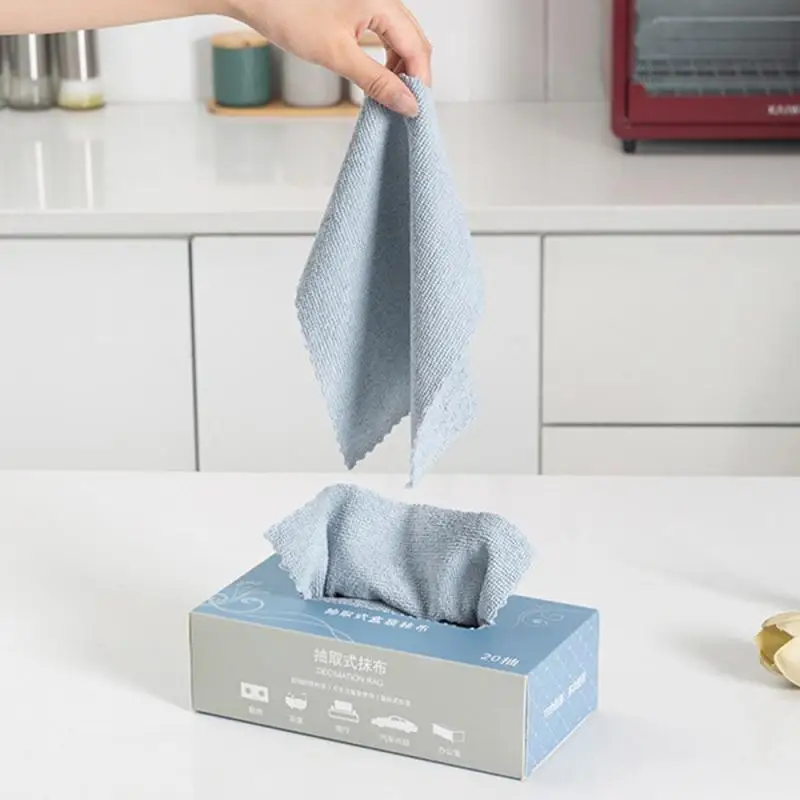 Dishwashing Towel Simple Reused Microfiber Polyester Brocade Cleaning Cloths Absorbent Lint Cloth Convenient Suction 22×22cm Rag