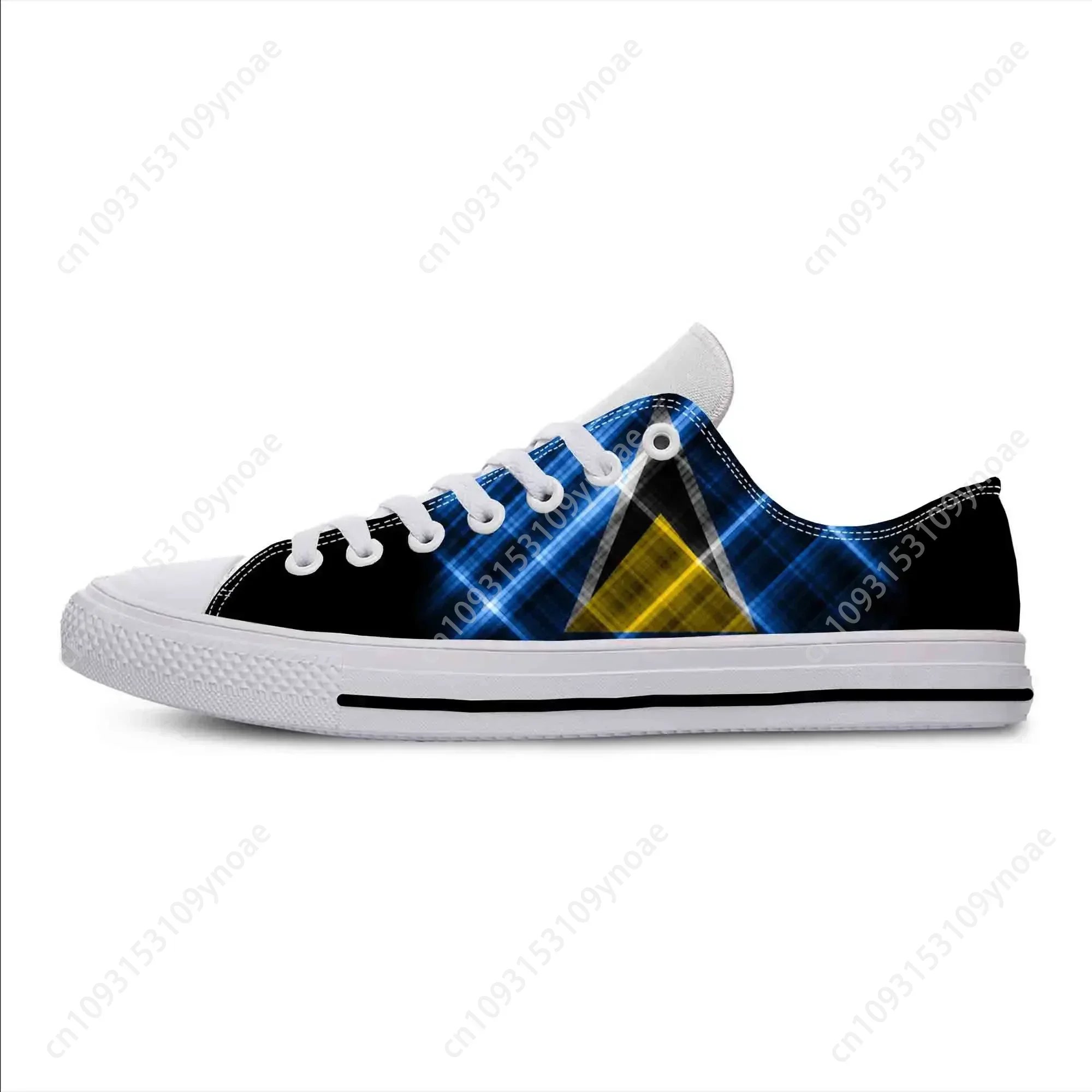 Saint Lucia Lucian Flag Patriotic Pride Cool Funny Casual Cloth Shoes Low Top Comfortable Breathable 3D Print Men Women Sneakers