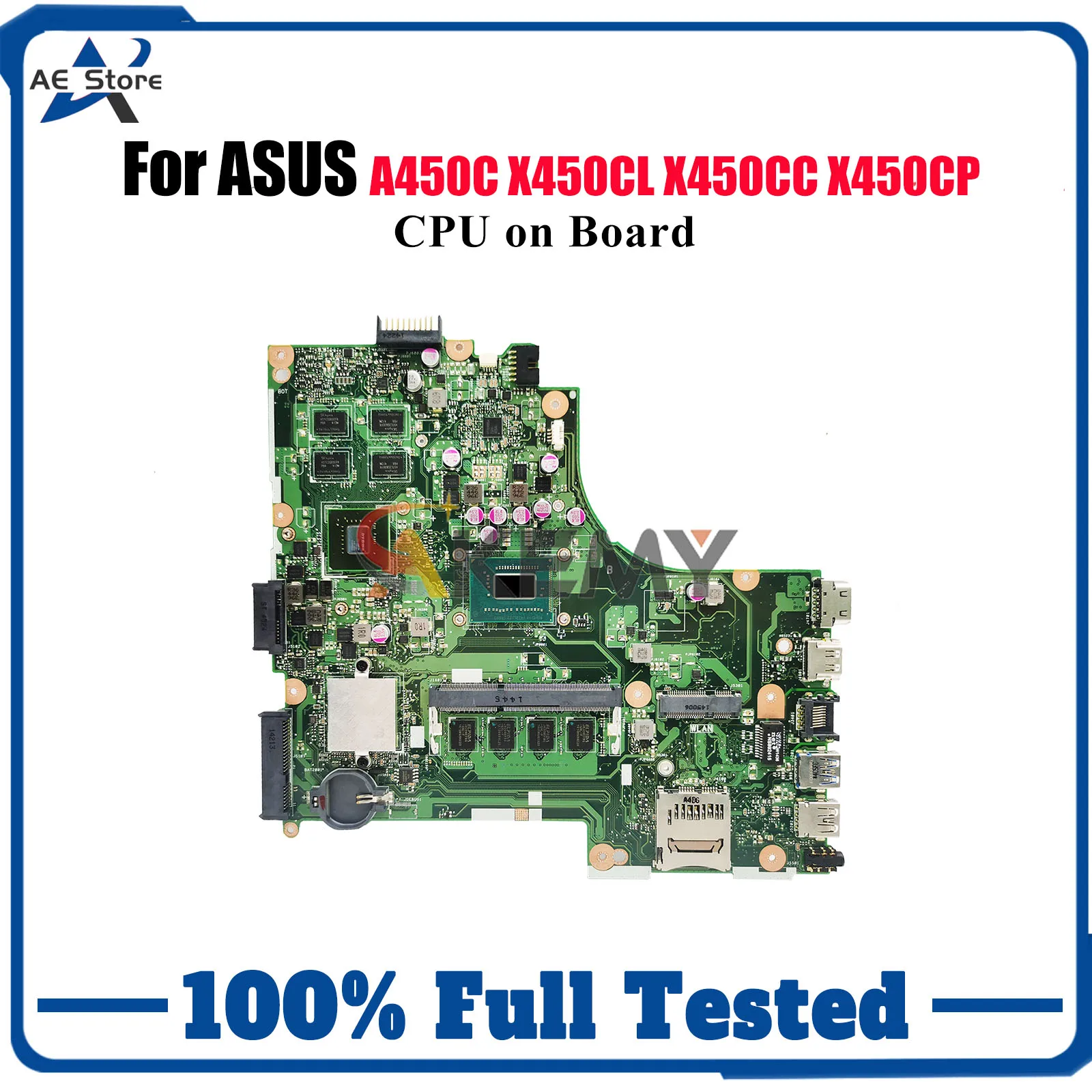 

X450CC Материнская плата для ноутбука ASUS VivoBook X450CL A450C X452C X450C X450CC K450C X450CP Y481C Материнская плата с процессором tests OK stk