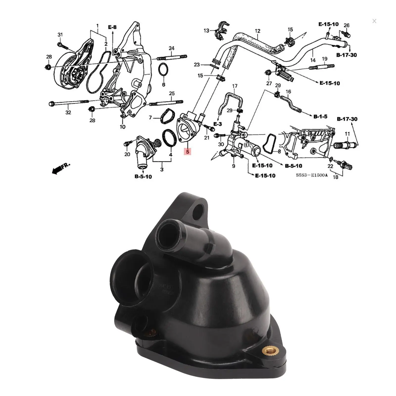 19320 PNA 003 High Strength ABS Engine Coolant Thermostat for Case Wear Proof Stabilize Coolant Temperature for cr -V