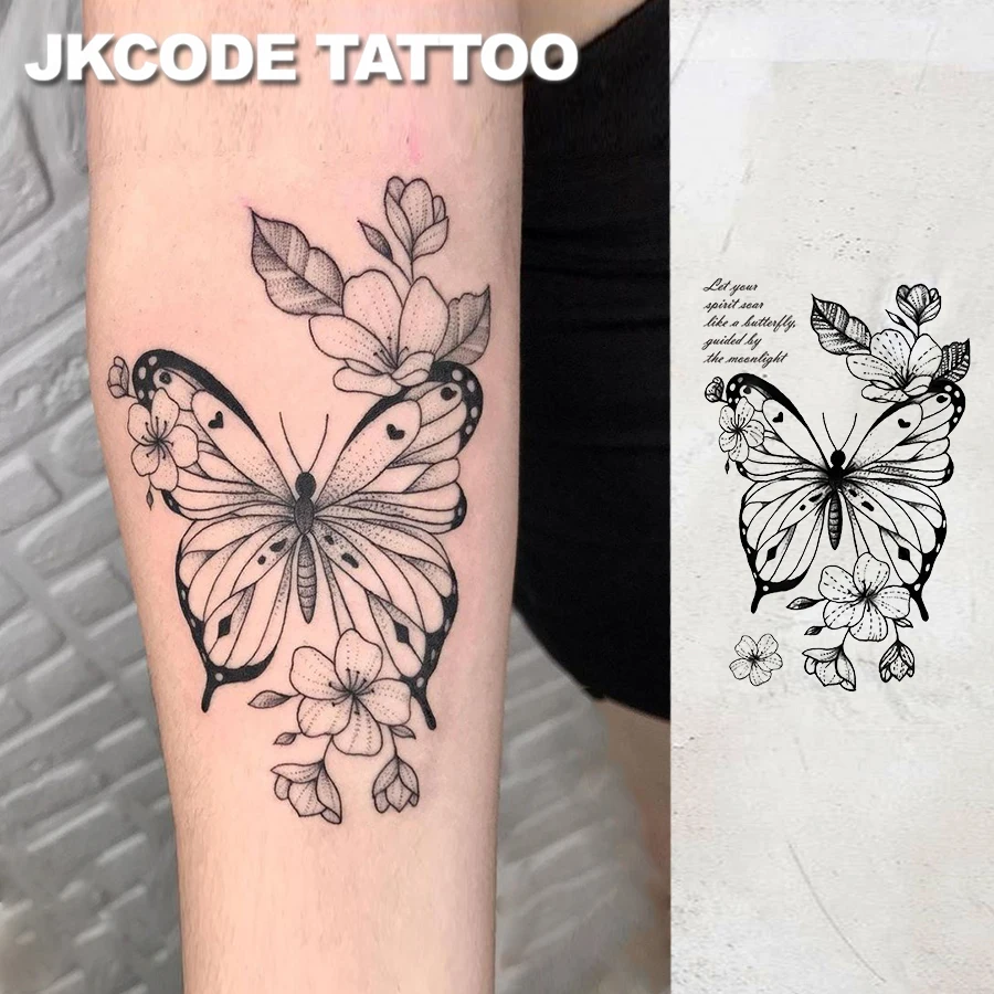 Waterproof Semi-Permanent Tattoos, Fingers Minimal Tattoo, Simple Design Tattoo, Butterflies and Sanskrit Totems，Lasts 1-2 Weeks