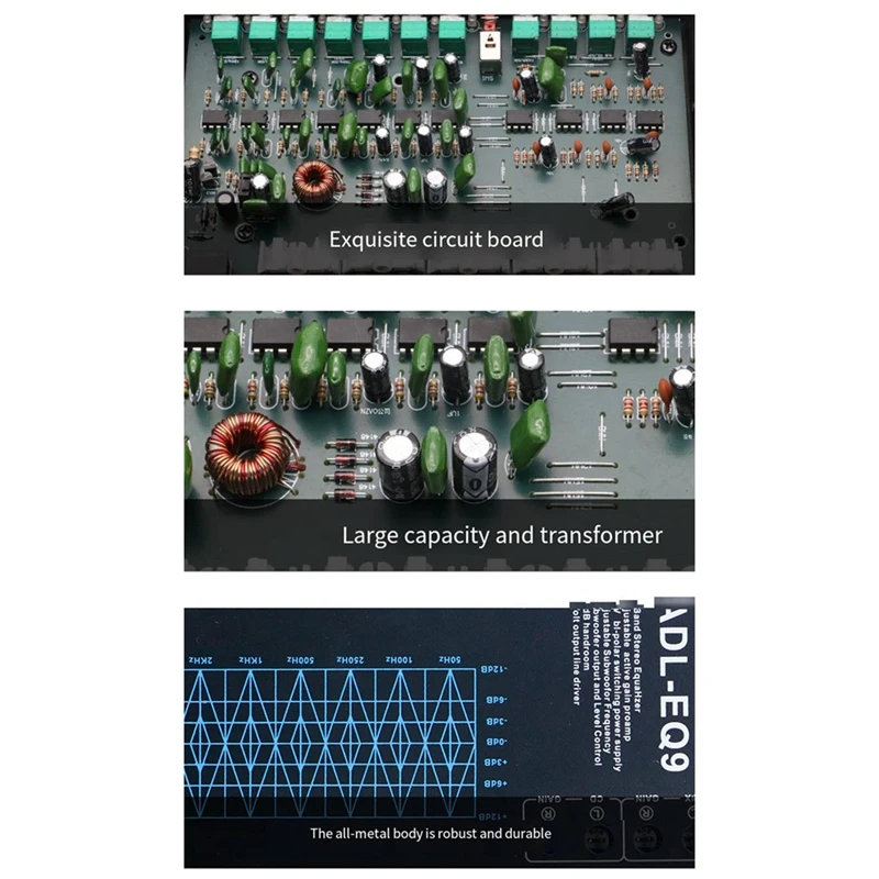 Equalizzatore grafico a 9 bande quadrato automatico equalizzatore amplificatore per Auto Audio digitale per Auto + filtro regolabile