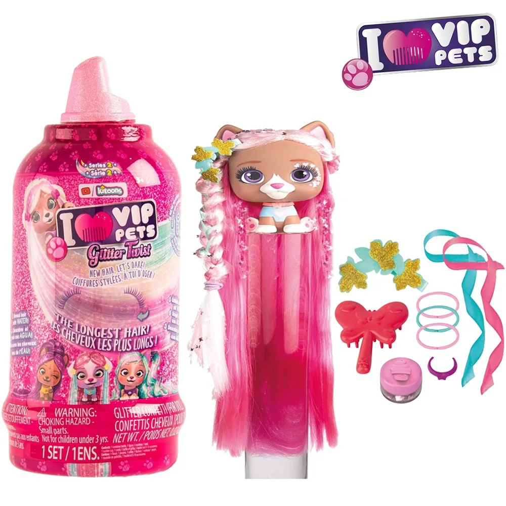 

Love Vip Pets Glitter Twist Hair Reveal Doll Girlstoys Surprise Toy Blind Box Poodle Dog Mini Hairstyling And Braiding Models