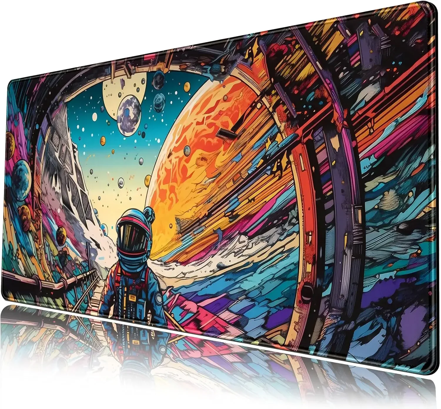 Strange Planet Desk Mat Space Scene Large Gaming Mouse Pad XXL Extended Keyboard  Anime Game Mousepad Spaceship Cosmic Adventure