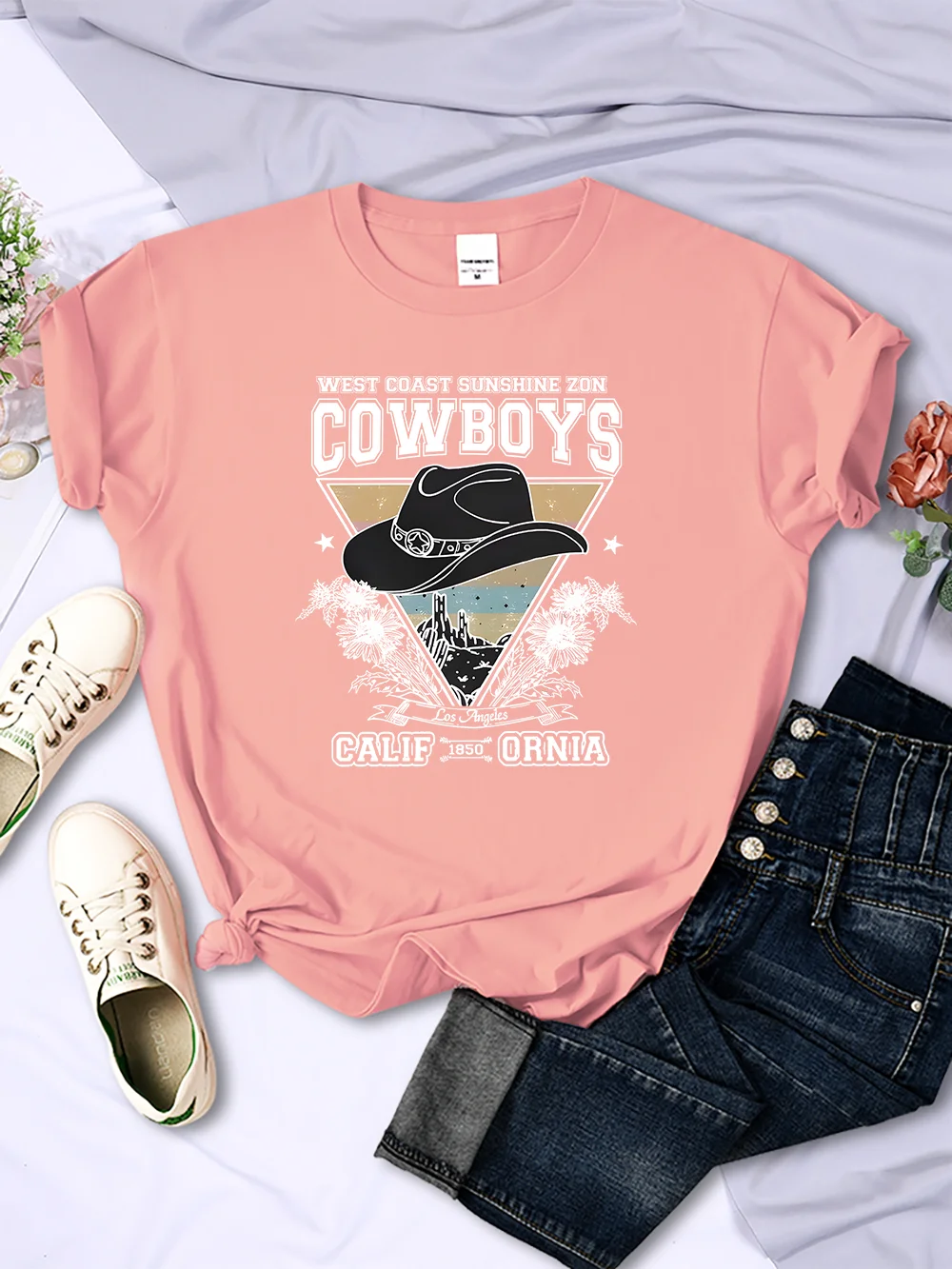 West Coast Sunshine Zon Cowboys California T Shirt Women Street Casual Tees O-Neck Casual Short Sleeve Breathable Tee Clothes