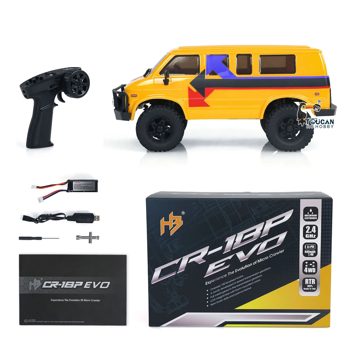 

Hobby Plus 1/18 RTR RC Crawler Car 4WD Remote Control Toy Off-road Vehicle Ready-to-Run Multi-Terrain Tires for Kids Adults