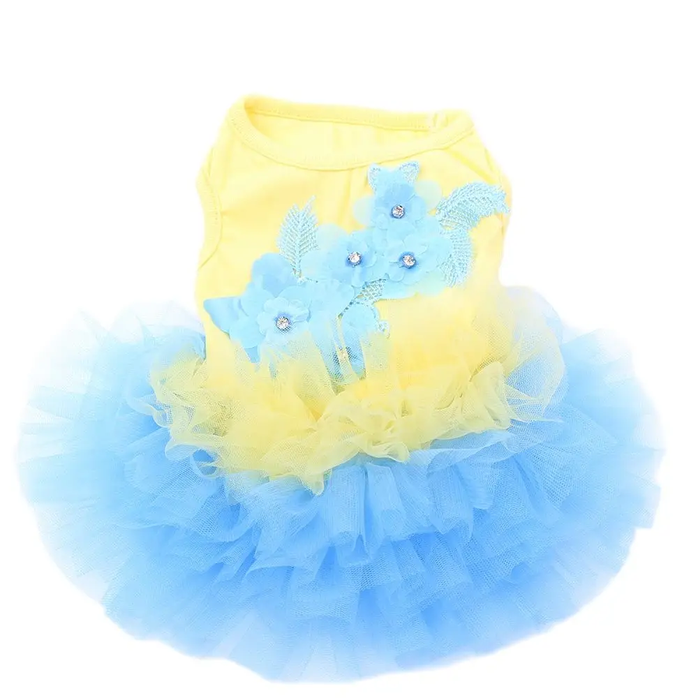 Dog Dress Cat Tutu Flowers Lace Design Pet Puppy Skirt Spring/Summer Clothes Apparel 3 Colours