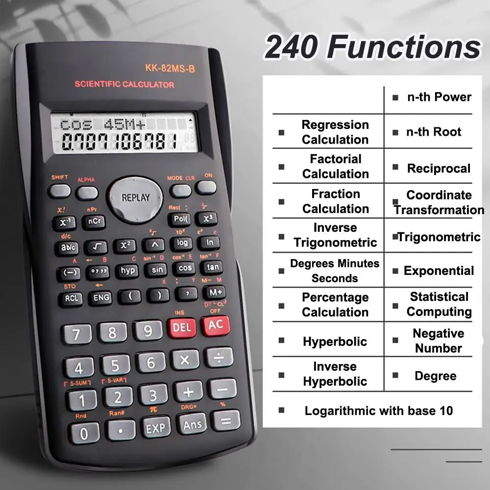 240 Functies Engineering Wetenschappelijke Calculator 2-lijn Standaardfunctie Rekenmachine Multifunctionele Bureauaccessoires