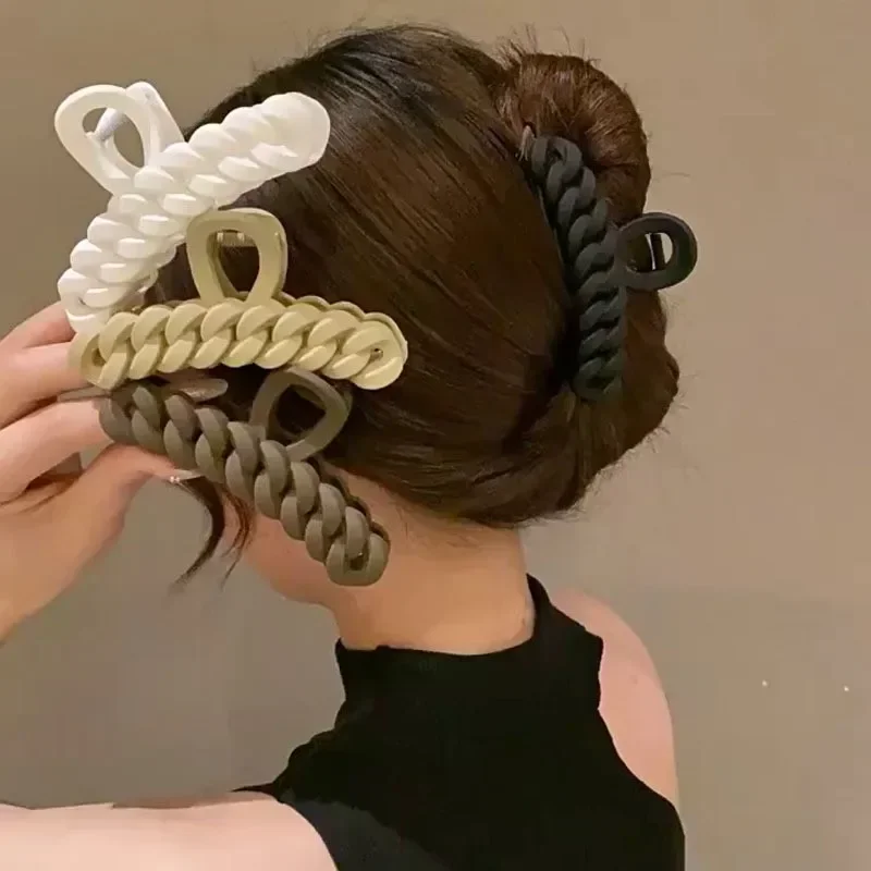 Grote Paardenstaart Haar Klauw Clips Vrouwen Koreaanse Klauw Clips Dik Haar Effen Kleuren Krab Haarspeld Haaraccessoires Vrouwen Hoofddeksels