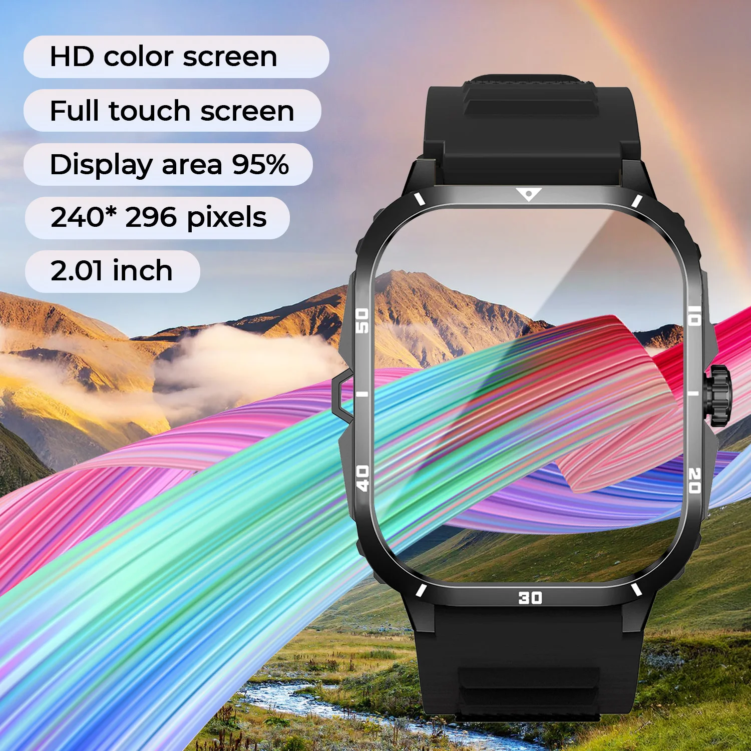 2025 NEW Military Smartwatch 2.01''HD Screen for Android/IOS Bluetooth Call Waterproof Outdoor Sports Fitness Smart Watch Men view 2
