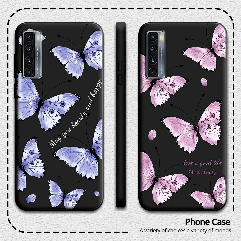 For TCL 20 5G 20S 20B 20R 5G 20AX 20 SE Case Floral Soft Silicone Couple Butterfly Phone Case For TCL 20L Plus / 20 Pro 5G Cover