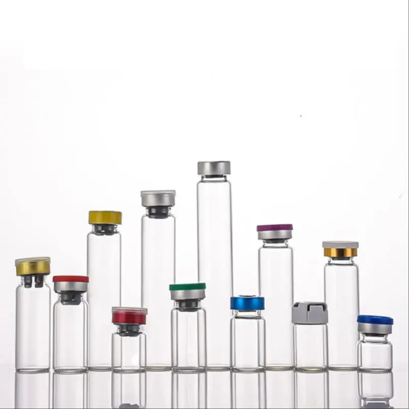 (100pcs) 2ml 5ml Vials with Rubber Stopper Flip Off Caps or Al Caps Glass Bottles