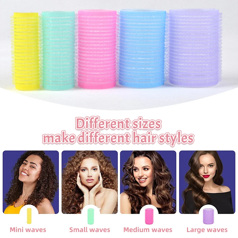 Jumbo Size Self-Grip Hook Hair Rollers Set 12/24pcs Natural Curlers Heatless Self-adhesive Curling Hairdressing Styling Tools