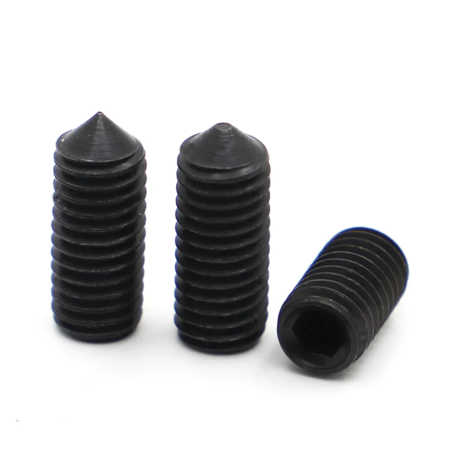 Black Grade 12.9 Steel DIN914 M2.5 M3 M4 M5 M6 M8 M10 Hex Hexagon Socket Cone Point Grub Set Screws Tapered End Bolts