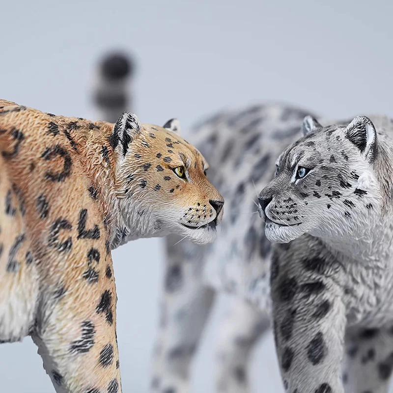 Jxk 1:6 Snow Leopard Flower Leopard Handmade Simulation Leopard Surrounding Beast Animals Gk Model Toy Ornament