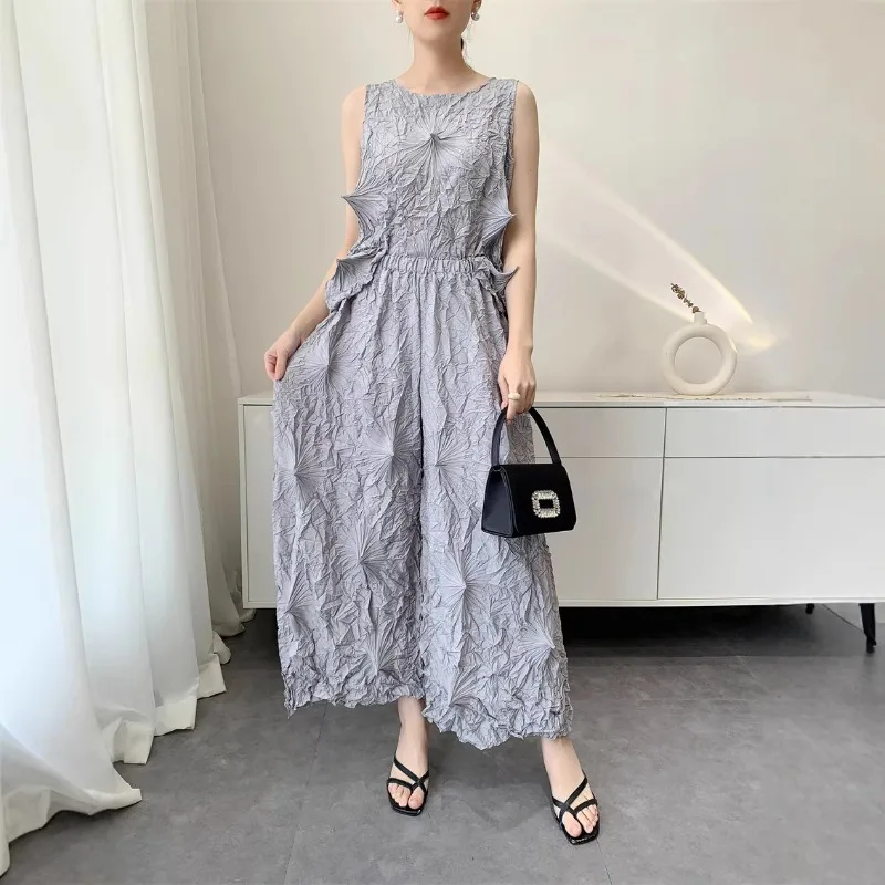 

Miyake Pleated Pants Set Plisse Original Handmade Pleats Set Women 2026 Summer New Pleats Top+Pants Set Casual Women Clothing
